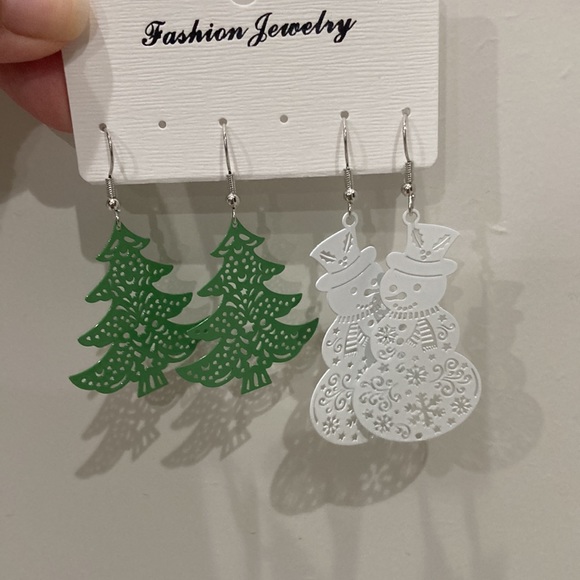 Two Earrings, Christmas Tree and Snowman - NEW - Picture 2 of 4